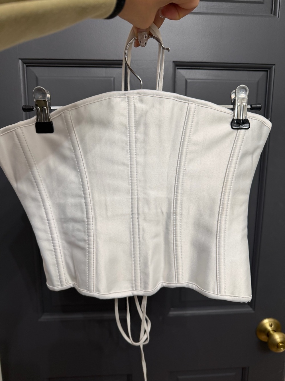 Skims White Corset Top - Women's Strapless Bustier with size zipper. Xs Ps